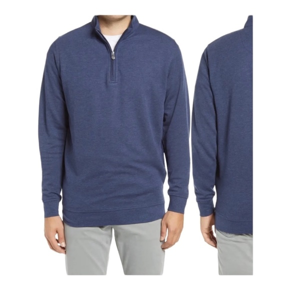 PETER Millar Navy Comfort Interlock Quarter Zip Pullover Sweater Size S - Picture 2 of 6